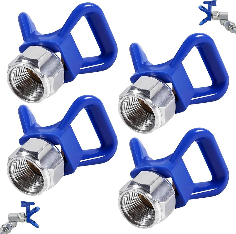 KUEDPEZ 246215 7/8" Thread RAC X Hand-Tight tip Guard, Base G7/8 tip Blue, Reversible Spray tip nozzles fit for Graco Spray Equipment & Spray Guns 246-215, Replace airless Spray Painting Machine Parts(4 pcs) - Image 1